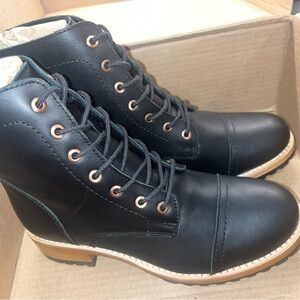 Women's Black Lace-Up Ankle Boots